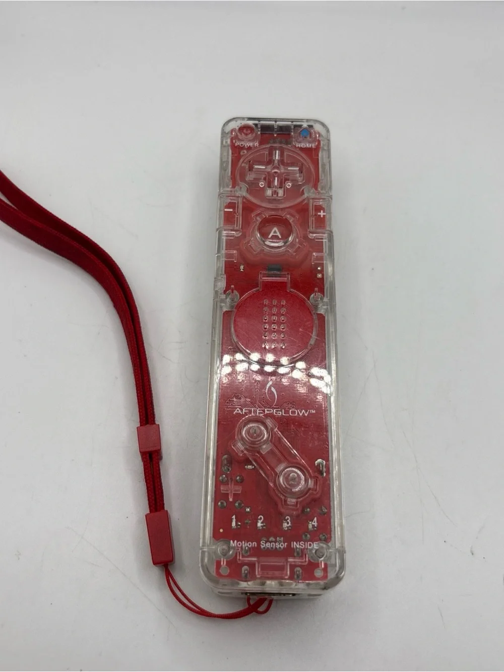 Afterglow Wii Remote Controller Clear Red Motion Plus LED Lights Tested Working